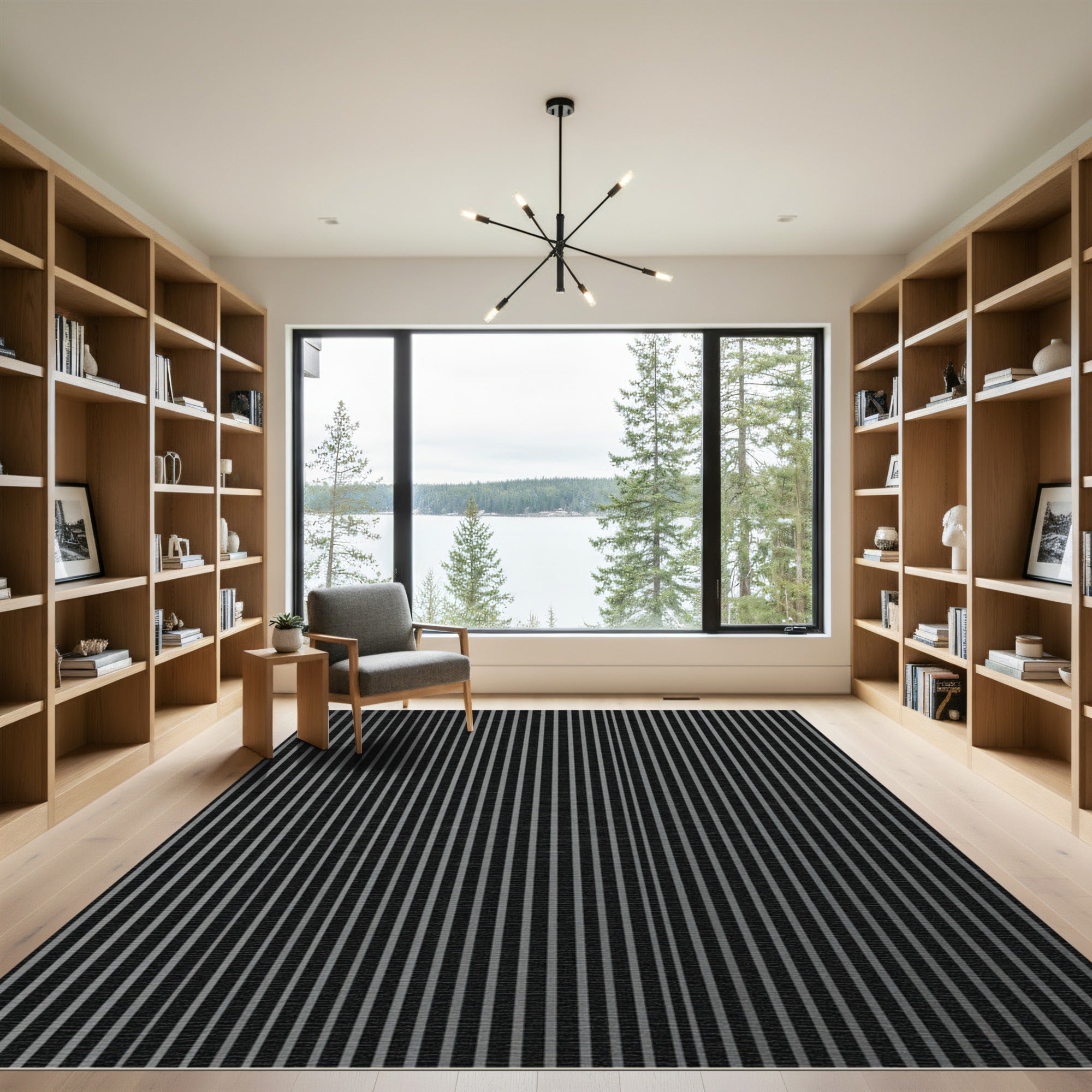 Monochromatic Vertical Stripe Statement Rug