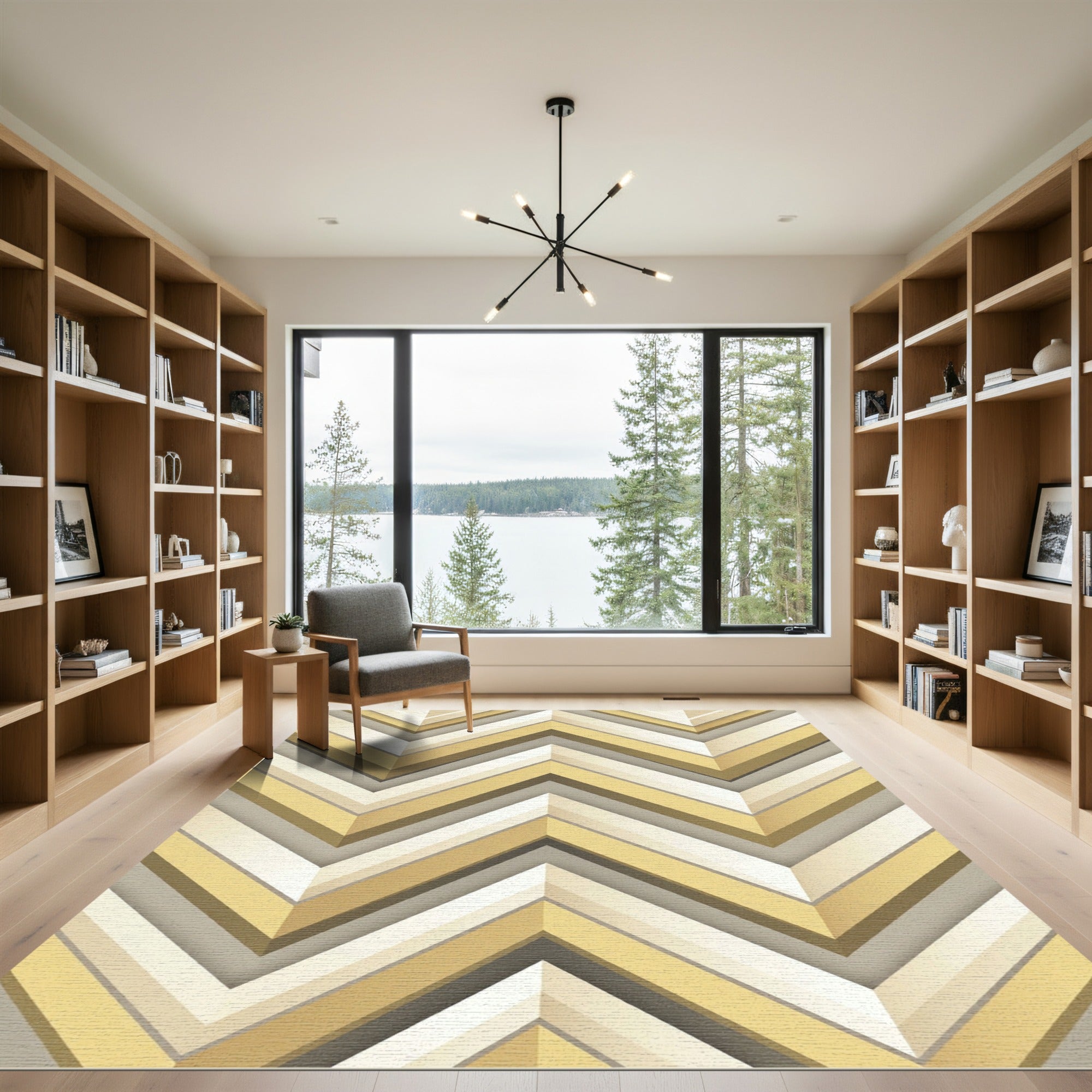Golden Beige Chevron Layers Rug