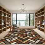 Earthy Tone Herringbone Texture Rug