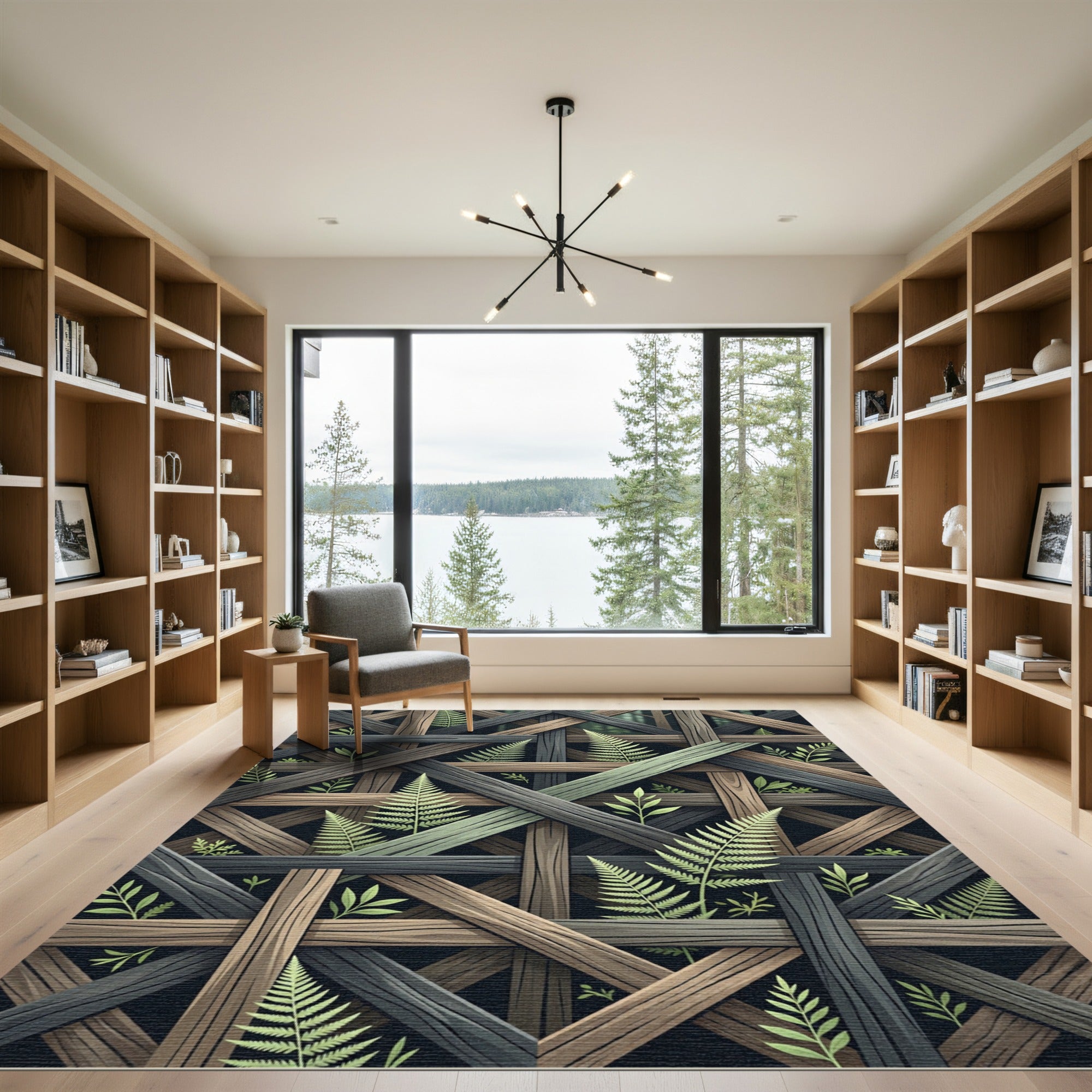 Forest Lattice Fern Earthy Rug