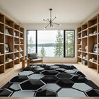 Hexagonal Black White Geometric Depth Rug