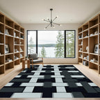 Modern Black and Light Gray Weave Rug