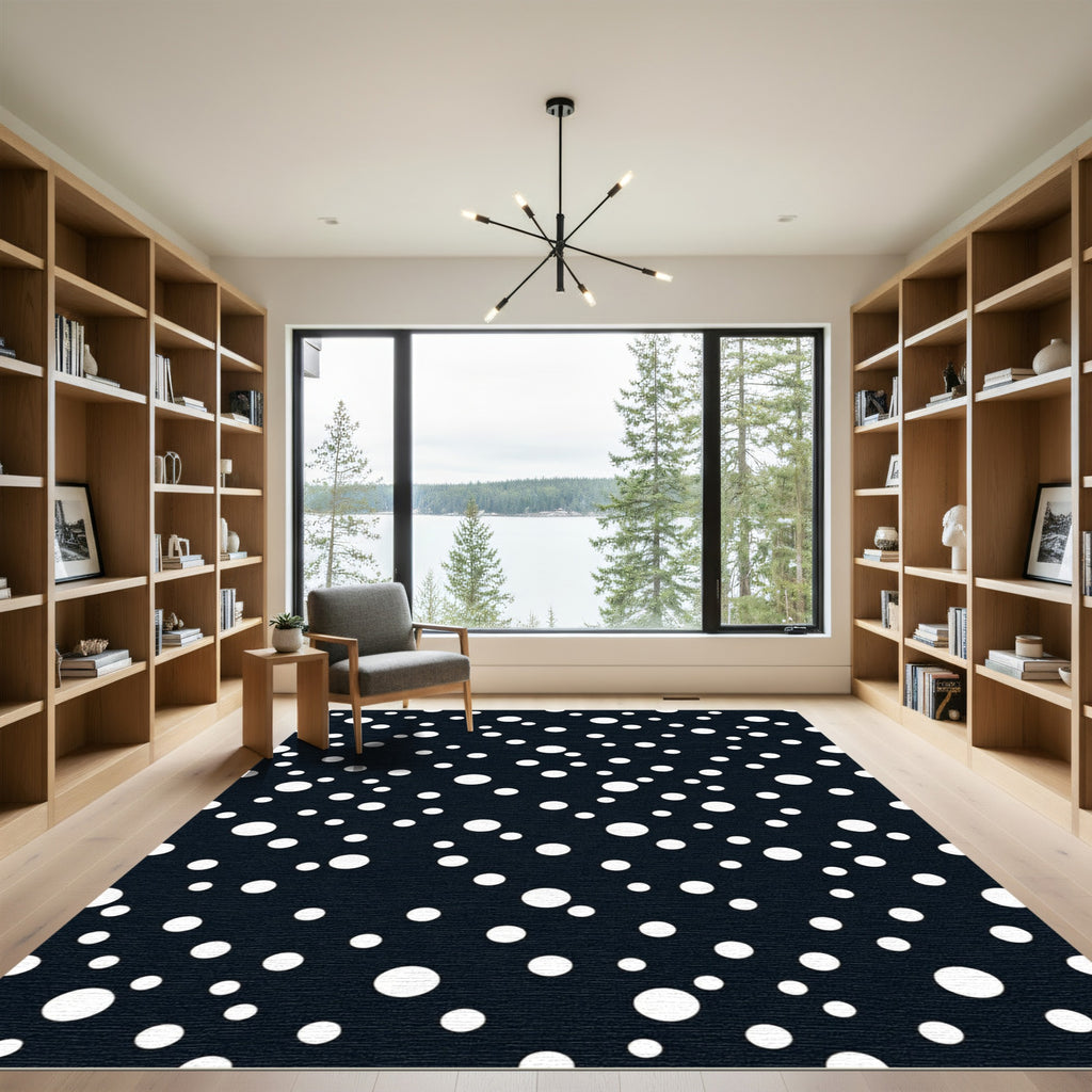Midnight White Polka Dot Scatter Rug