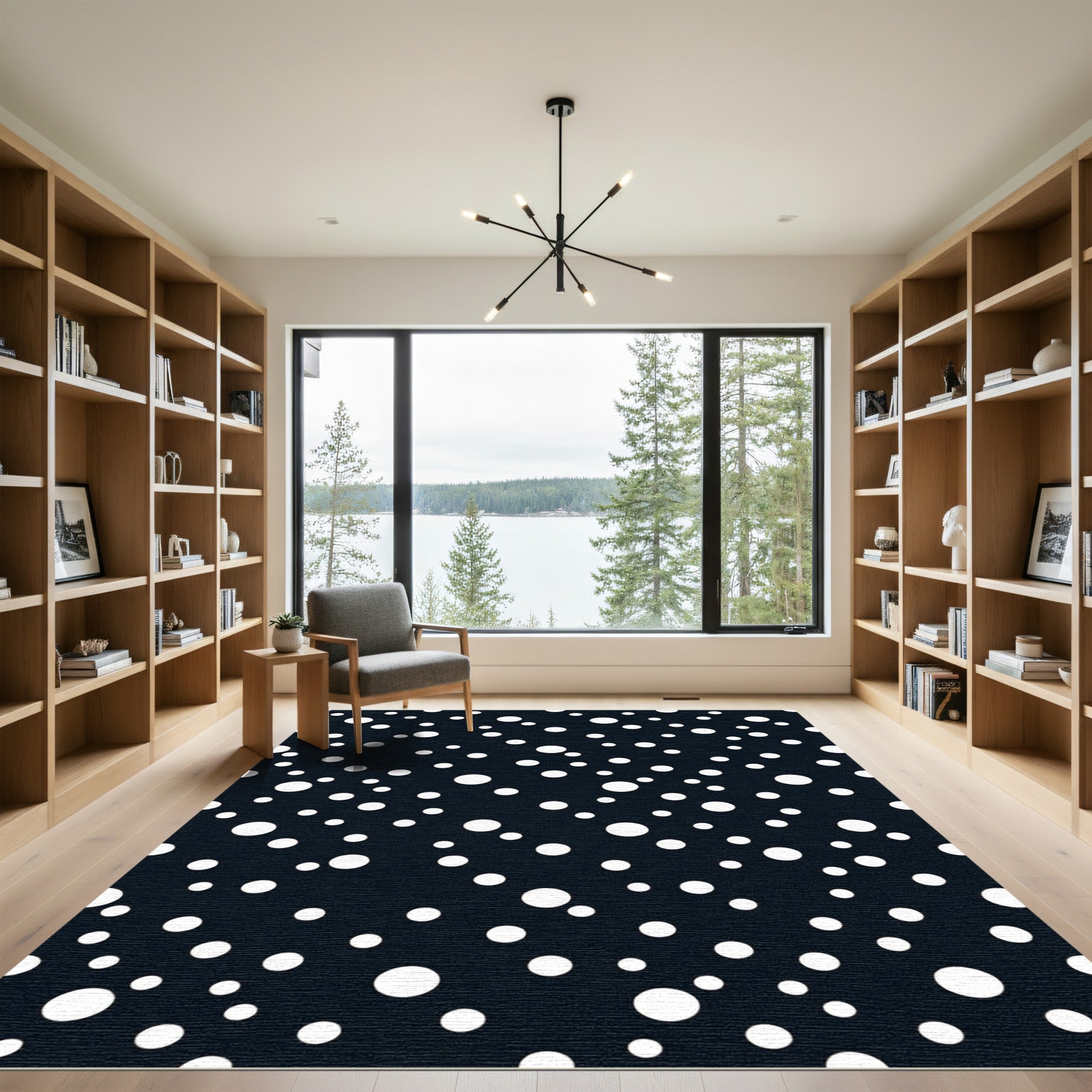 Midnight White Polka Dot Scatter Rug