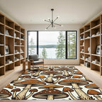 Whimsical Earthy Brown Toadstool Forest Rug