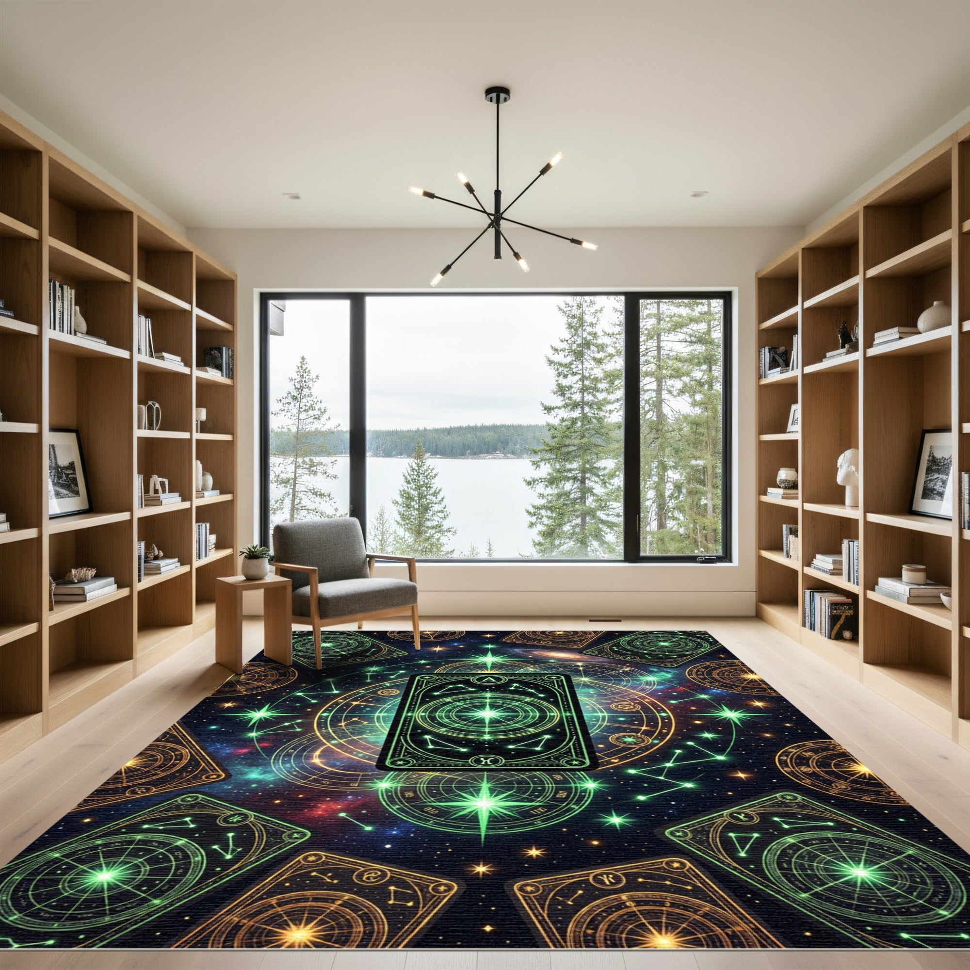 Celestial Glowing Constellation Galaxy Area Rug