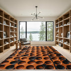 Burnt Umber Industrial Circular Grid Rug