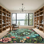 Sage Floral Medallion Antique Rose Bloom Rug