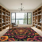 Radiant Amber and Plum Poppies Rug