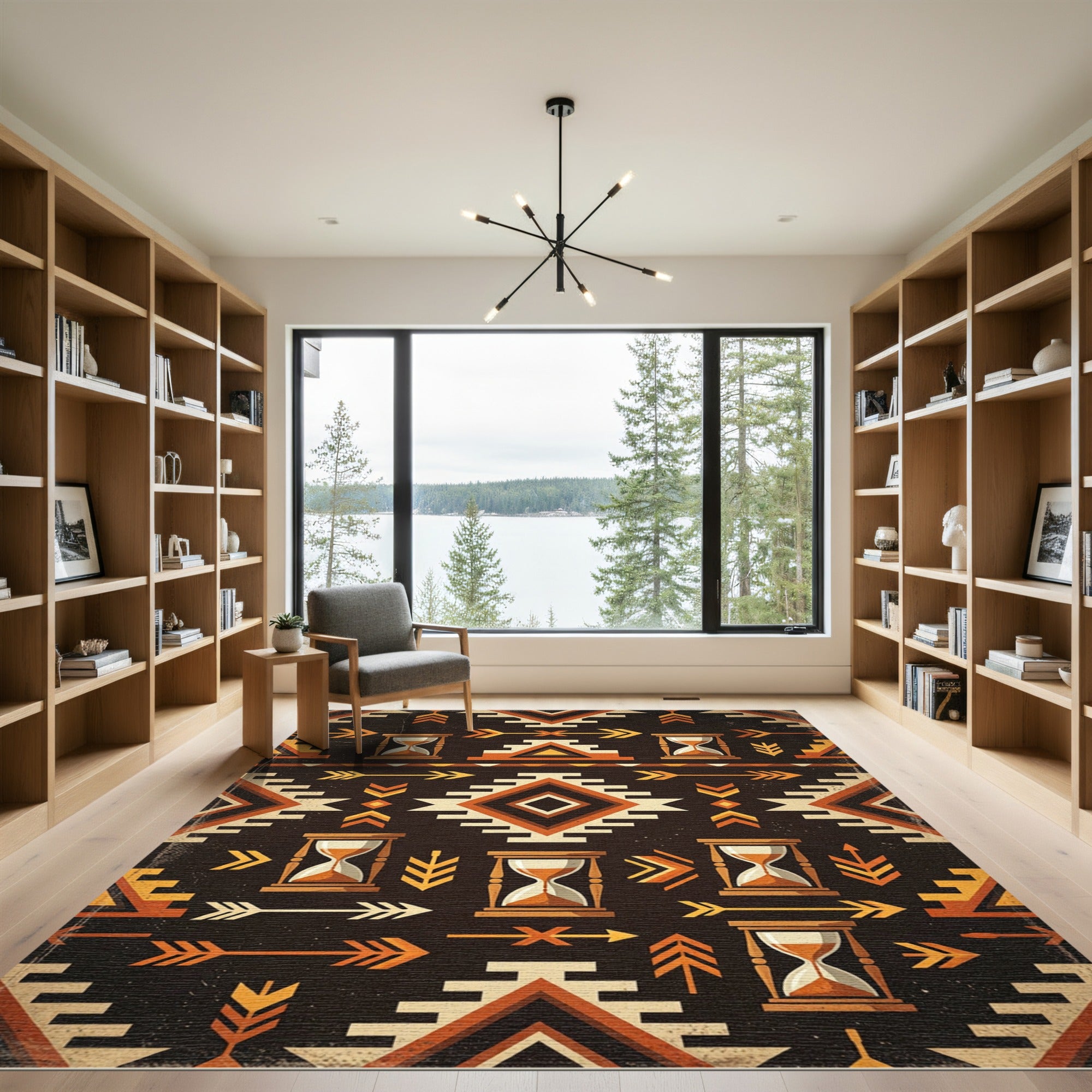 Earthy Geometric Southwest Hourglass Arrow Rug