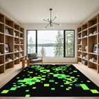 Electric Lime Neon Pixel Abstract Grid Rug