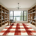 Classic Red and Cream Gingham Check Rug