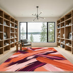 Orange Crimson Swirl Stroke Rug