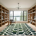 Green Leaf Vine Vertical Repeat Rug