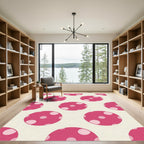 Large Magenta Polka Dot Circles Rug