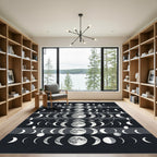 Celestial Lunar Phase Monochrome Art Rug