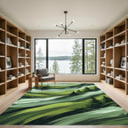 Abstract Green Forest Brushstroke Landscape Rug