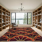 Crimson Fan Art Deco Overlay Rug