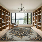 Gilded Antique Filigree Swirl Medallion Rug