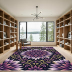 Elegant Violet Floral Mandala Arrangement Rug