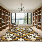 Warm Earthy Tone Woven Lattice Rug