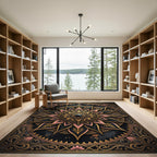 Gilded Noir Floral Mandala Medallion Rug