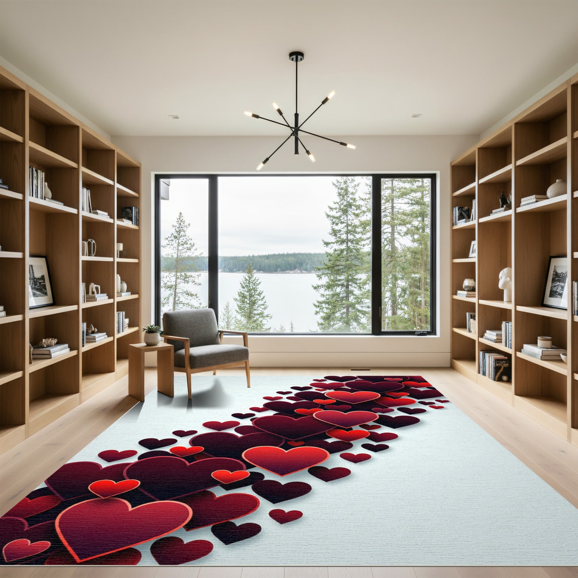 Romantic Gradient Crimson Heart Shower Rug