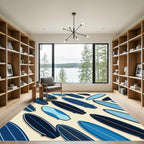 Abstract Blue Surfboard Composition Area Rug