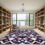 Geometric Lavender Purple Diamond Grid Rug