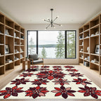 Crimson Floral Medallion Patchwork Rug