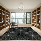 White Spiderweb Net Black Rug