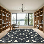 Tribal Dark Geometric Diamond Tessellation Rug