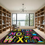 Bold Retro Alphabet Graphic Pillow Rug