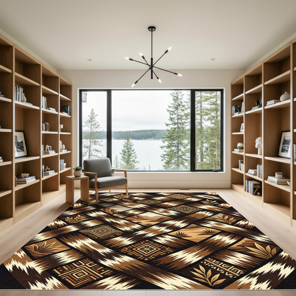 Woven Earthy Desert Landscape Medallion Rug