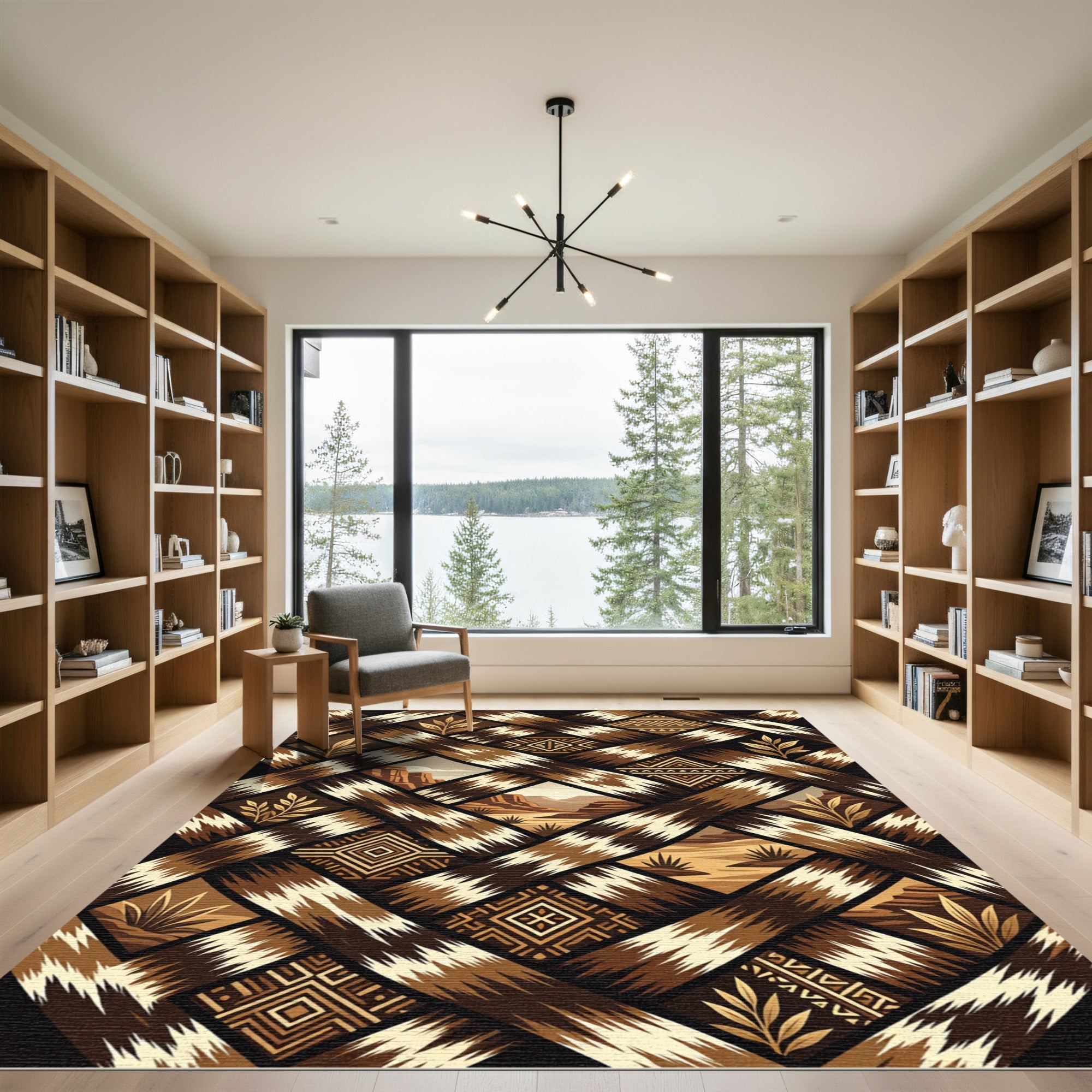 Woven Earthy Desert Landscape Medallion Rug