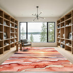 Watercolor Sunset Ocean Waves Rug