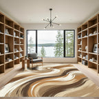Brown Cream Swirl Fluid Line Rug