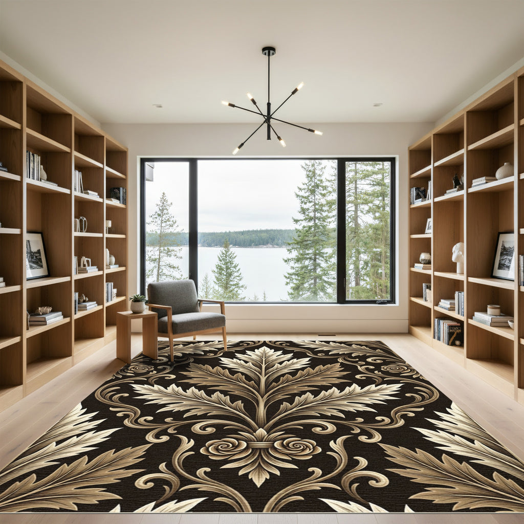 Ornate Gold Acanthus Vine Rug