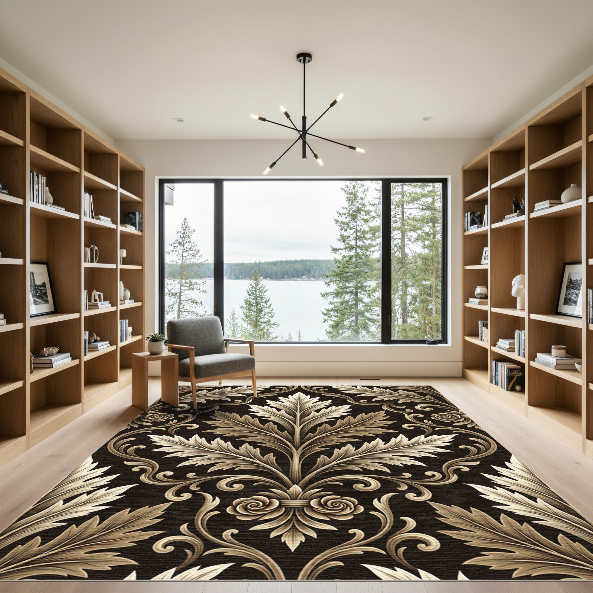 Ornate Gold Acanthus Vine Rug