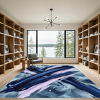Abstract Navy and Lavender Sweep Rug