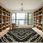 Black and Gold Geometric Art Deco Diamond Rug