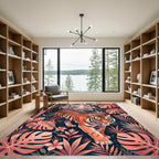 Tropical Tiger and Coral Foliage Rug
