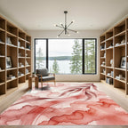 Ethereal Watercolor Blush Leaf Swirl Rug
