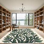 Elegant Botanical Sage Leaf Vine Rug