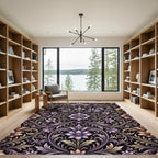 Elegant Lilac Floral Damask Jewel Scroll Rug