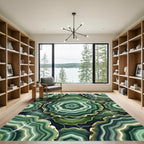 Deep Green Agate Swirl Band Rug
