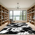 Dynamic Black and White Ink Splash Rug