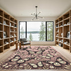 Whimsical Blush Butterfly Garden Rug