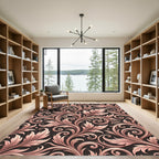 Rose Gold Baroque Floral Vines Rug