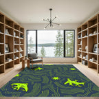 Neon Green Alien Swirls Rug